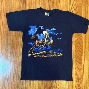 Kids Dark Blue T/Shirt 12Y with Horses print short sleeve